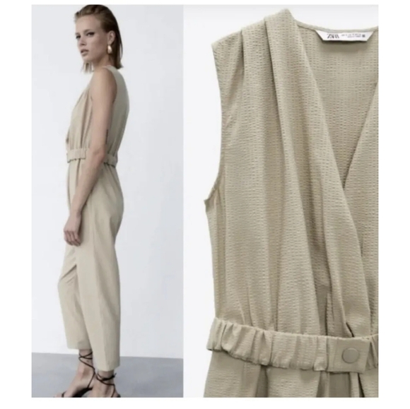 ⭐️Brand new Zara Linen blend Belted Jumpsuit- Size Small⭐️ - Picture 3 of 3
